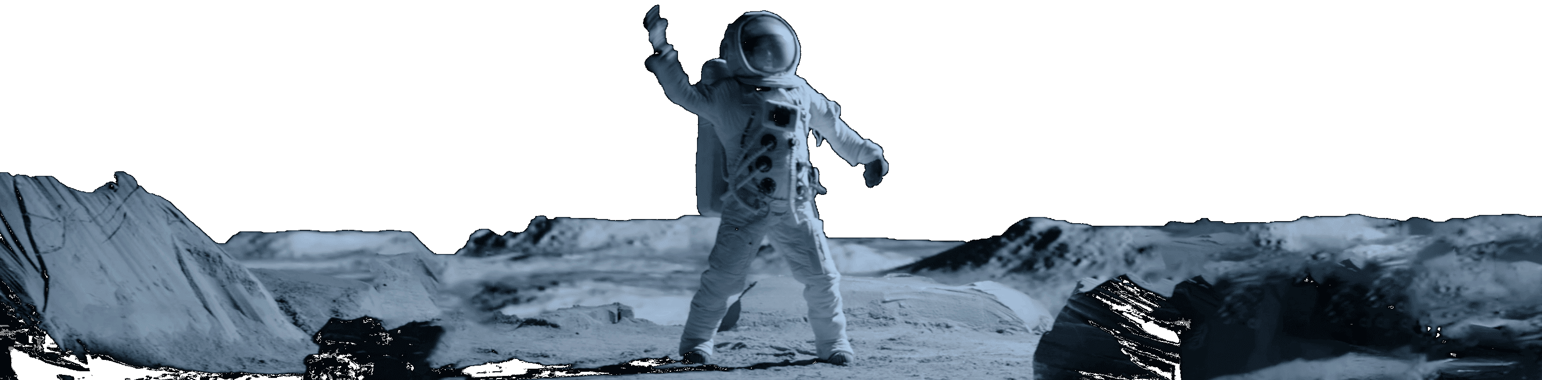 Astronaut standing on the moon’s surface, waving with earth in the background, representing space exploration, lunar landing, and advanced aerospace technology.